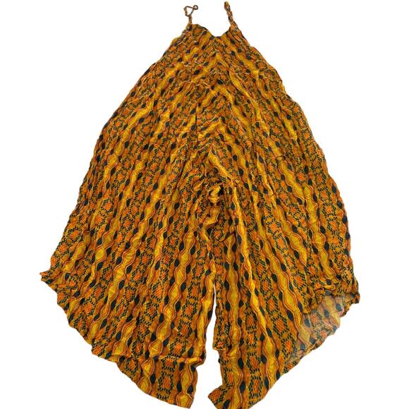 Kahindo Jumpsuit Womens Small Yellow Printed Kano V Neck Flowy Sleeveless - Picture 3 of 10